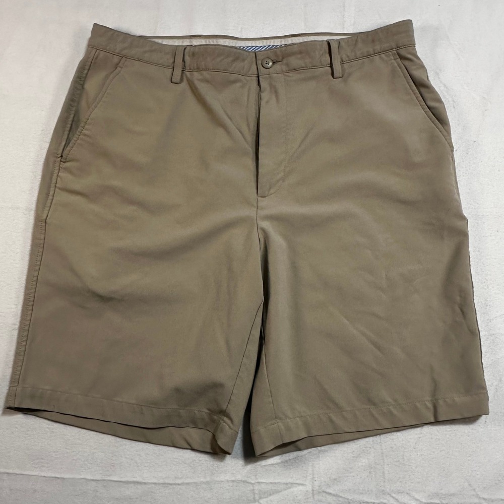 Golf Shorts Performance Tan Chino Stretch Flat‎ Front Men W38 Athleisure Comfort